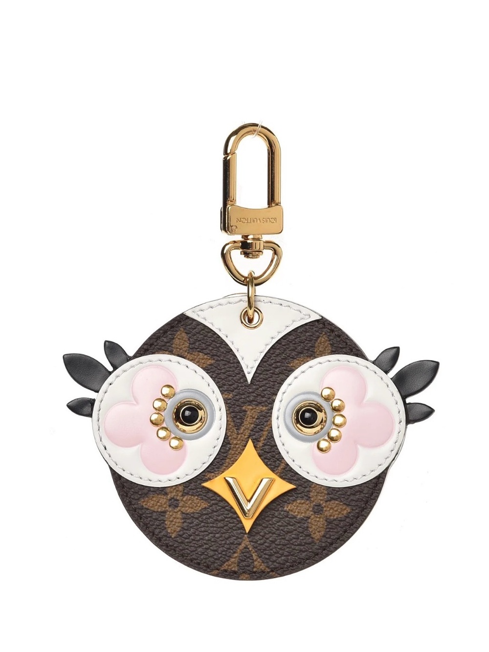 Brown & Pink Owl Keychain Charm